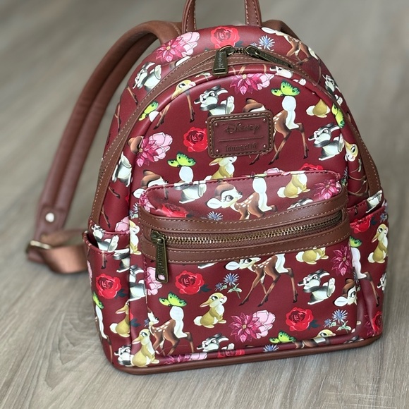 Loungefly Handbags - Loungefly Red and Brown Floral Animal Backpack